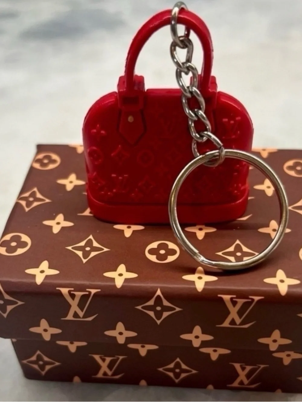 Red Mini Purse Keychain Charm Luxury Style Bag Accessory